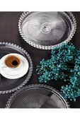Boncuklu Sunum Tepsisi, Şeffaf Tepsi, Çay Tepsisi, Sunumluk 23 Cm - 1