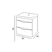 Denko İdea 60 cm MDF aBeyaz Banyo Dolabı Alt Modül ve Seramik Lavabo thumbnail 3