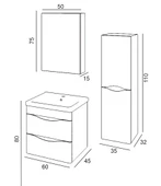 Denko İdea 60 cm MDF Beyaz Banyo Dolabı Takımı ve Boy Dolabı thumbnail 3