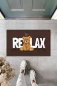 Kahverengi Kapı Önü Paspası Just Relax Ayıcık Desen  K-3323 - 1