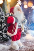 Yılbaşı Süsü Noel Baba Biblo Figür Büyük Boy 45cm -Kayakları, Hediye Çuvalı ve Aksesuarları ile - 5