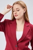 Bordo Kadın Düğmeli Oversize Blazer Ceket - 3
