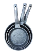 OMS 3737 Fry Pan Döküm Granit 3 Parça Tava Seti Gri (20-24-28 cm) - 3