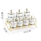 Porselen Baharat Takımı Metal Standlı Petek Desenli - 2