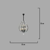 Apliqa Donna Siyah 55'lik Kristal Taşlı Modern Koridor, Salon Avize thumbnail 3