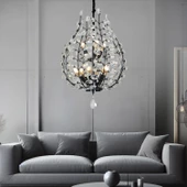 Apliqa Donna Siyah 55'lik Kristal Taşlı Modern Koridor, Salon Avize thumbnail 1