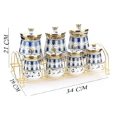 Porselen Baharat Takımı Metal Standlı Mavi Desenli - 2