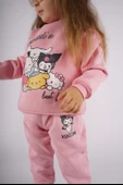 KIZ ÇOCUK KUROMİ MODEL 3 İPLİK ŞARDONLU PAMUK EŞOFMAN TAKIMI - 9