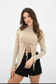 Kadın Önü Büzgü Detaylı Crop Bluz 1867-25 - 1