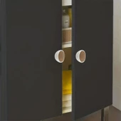 Piyano Polimer Düğme Kulp Dışbükey Aytaşı Ceviz Dolap Mobilya Mutfak Dolabı Çekmece Kulpu Kulbu thumbnail 5