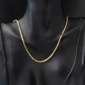 14 Ayar İtalyan Borulu Zincir Altın Kolye - 4