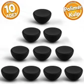 Piyano Polimer Düğme Kulp İçbükey Mat Siyah Dolap Mobilya Mutfak Dolabı Çekmece Kulpu Kulbu 10 ADET thumbnail 1