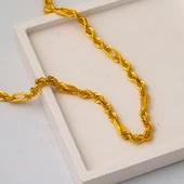 Ataç Burmalı Kolye Bileklik Altın Zincir Set - 4