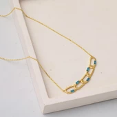 Mavi Taşlı Ataç Model Altın Kolye thumbnail 3