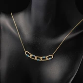 Mavi Taşlı Ataç Model Altın Kolye thumbnail 2