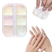 Nail Art Tırnak Süsleme İnci Tozu 6lı Set Ayna Tozu thumbnail 1