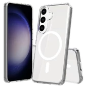 Galaxy S23 FE Kılıf Magsafe Şarj Özellikli Şeffaf Sert PC Redclick Embos Kapak thumbnail 1