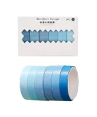 Vintage Washi Tape Bant Yapışkanlı Maskeleme Kağıdı Renkli Bant 6 lı - Mavi Tonları - 1
