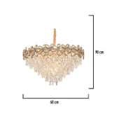 Apliqa Saral 60'lık Yuvarlak Gold Kristal Taşlı Modern Tasarım Salon Avize thumbnail 4