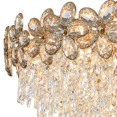 Apliqa Saral 60'lık Yuvarlak Gold Kristal Taşlı Modern Tasarım Salon Avize thumbnail 3