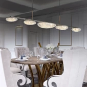 Apliqa Firuze 30 Watt Sıralı Eskitme Kristal Taşlı Yemek Masası Üstü, Modern Tasarım Salon Led Avize thumbnail 1