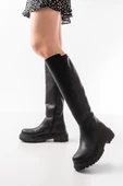 Siyah Fermuarlı Günlük Kadın Çizme - 1