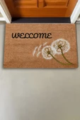 Valerine Life Karahindiba Dilek Otu Temalı Kahverengi Welcome Hoş Geldiniz Kapı Önü Paspası 45x70cm thumbnail 3