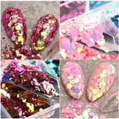 Parlak Tırnak Süsleme Pulları Renkli Altıgen 12'li set Nail Art 002 thumbnail 3