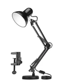 Uzun Akrobat Hareketli Masa Çalışma Lambası - Manikür Masa Lambası Mengeneli ve Alt Tabanlı Siyah thumbnail 1