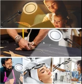 Akrobat Hareketli 8X Büyüteçli Led Işıklı Masa Çalışma Lambası - Mengeneli (Beyaz) thumbnail 8