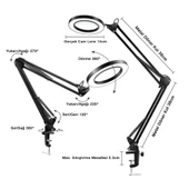 Akrobat Hareketli 8X Büyüteçli Led Işıklı Masa Çalışma Lambası - Mengeneli (Beyaz) thumbnail 2