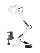 Uzun Akrobat Hareketli Masa Çalışma Lambası - Manikür Masa Lambası  Mengeneli ve Alt Tabanlı Beyaz thumbnail 1
