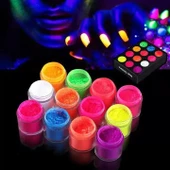 Nail Art Floresan Tırnak Toz Pigment 12li Set Neon thumbnail 2