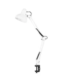 Uzun Akrobat Hareketli Masa Çalışma Lambası - Manikür Masa Lambası  Mengeneli ve Alt Tabanlı Beyaz thumbnail 5