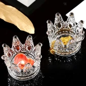 Tırnak Akrilik Sistem Kabı ve Fırça Standı Çok Amaçlı Cam Kase Taç 2li - 4