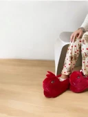 derene bej ayıcıklı süet bayan pijama altı M - 2