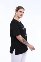 Pianoluce Kadın Büyük Beden Baskılı Yarım Kol T-Shirt - 10