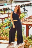 Bohem Beli Lastikli Düğmeli Tulum Elbise - 3