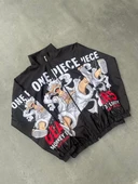 Unisex Fermuarlı  Baskılı Rüzgarlik - Siyah - 1