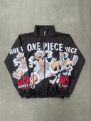 Unisex Fermuarlı  Baskılı Rüzgarlik - Siyah - 2