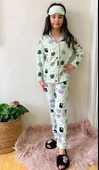 Kız Çocuk Baskılı Penye , Uyku Maskeli Pijama Takım M00668 - 4