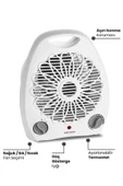 Goldmaster Summer Beyaz 2000 Watt Isıya Dayanıklı Sıcak Ilık Soğuk Devrilme Emniyetli Isıtıcı Fan - 4