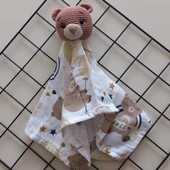 MARS BABY Bebek Amigurumi Örgü Çıngırak Ayı Uyku Arkadaşı - 1