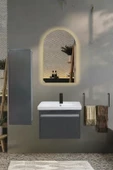 USART Line 60 Antrasit Gri Parlak Yüzey Banyo Dolabı Takimi, GÜNIŞIĞI Led, Boy Dolabı HEDİYE - 1