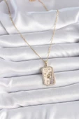 Gold Renk Zincir Başak Burcu Zirkon Taşlı Kadın Kolye - EBJ261410W29154 thumbnail 2