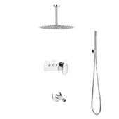 Ankastre Duş Seti 250 Mm Ø22 Mm Yuvarlak Tepe Duşu+Buton Sistemli+Gaga - 1