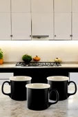 Digithome 3’lü Kulplu Porselen Kupa Bardak Siyah C320-225 - 1