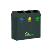 Geri Dönüşüm Kutusu 3Lü İç Kovalı 30*74*71Cm thumbnail 2