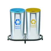 Geri Dönüşüm Kutusu 2Li Pasl. Ø30*60Cm Gen:69,5Cm thumbnail 2