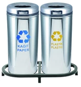 Geri Dönüşüm Kutusu 2Li Pasl. Ø30*66Cm Gen:69,5Cm thumbnail 1